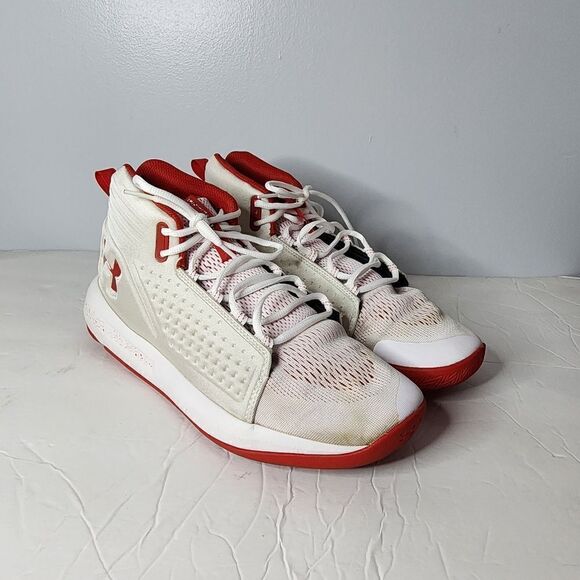 Men UA Under Armour Torch Basketball Shoes Sneakers White & Red 3020620-101